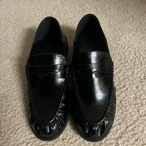 Classic Black Leather Penny Loafers - Women’s Dress Shoes